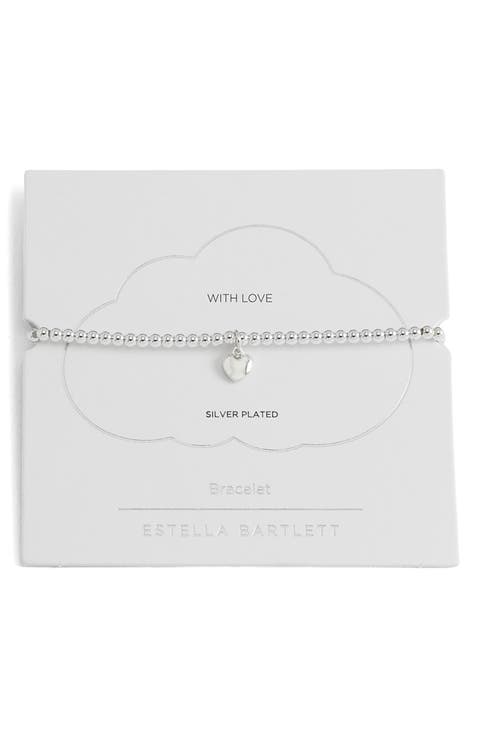 Puffed Heart Sienna Beaded Stretch Bracelet