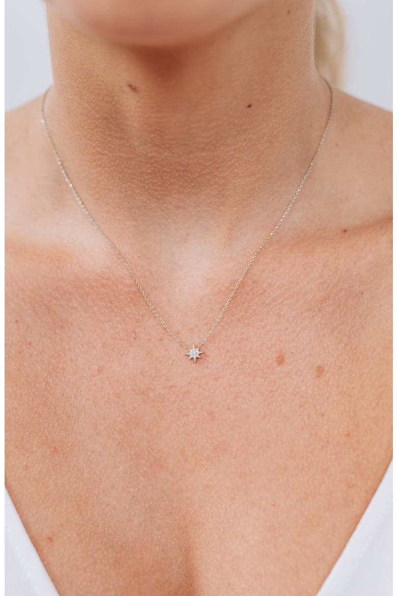 Sapphire Starburst Pendant Necklace, Alternate, color, WHITE SILVER