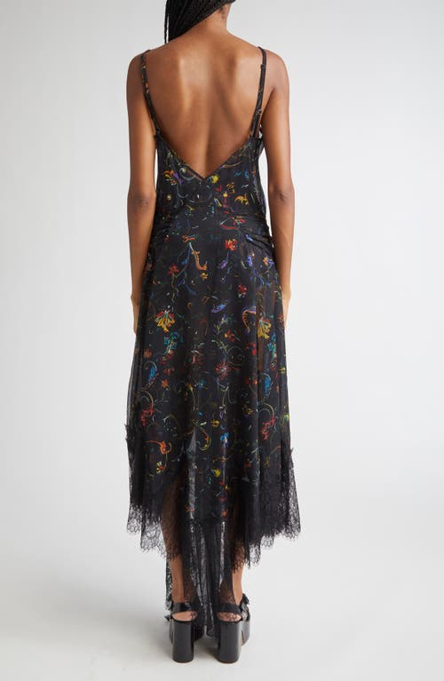 Siedres Siedrés Claudia Floral Print Lace Trim Chiffon Dress In Multi