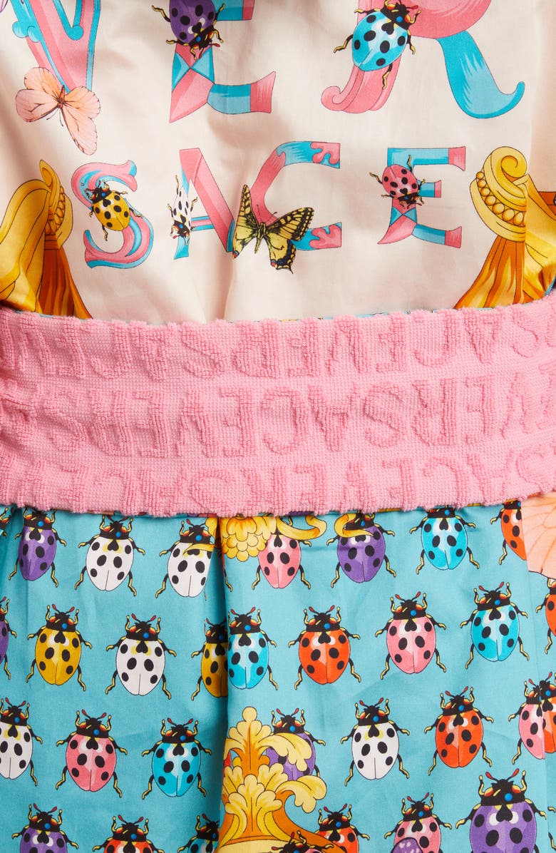 Versace Short Cotton Hooded Robe, Alternate, color, 