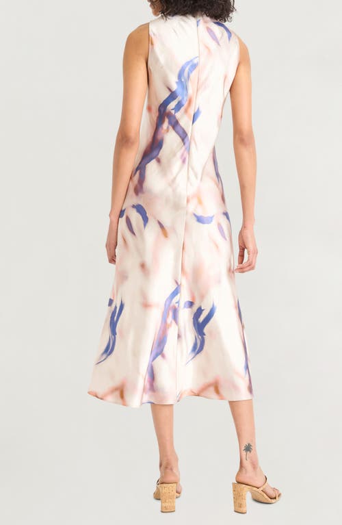 Luxely Print Sleeveless Satin Midi Dress In Multi