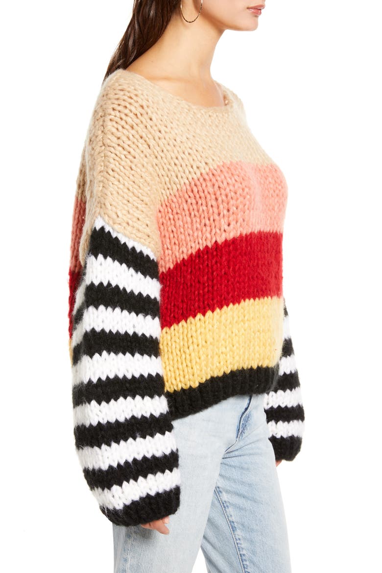 Sweetheart Stripe Sweater, Alternate, color, SWEETHEART