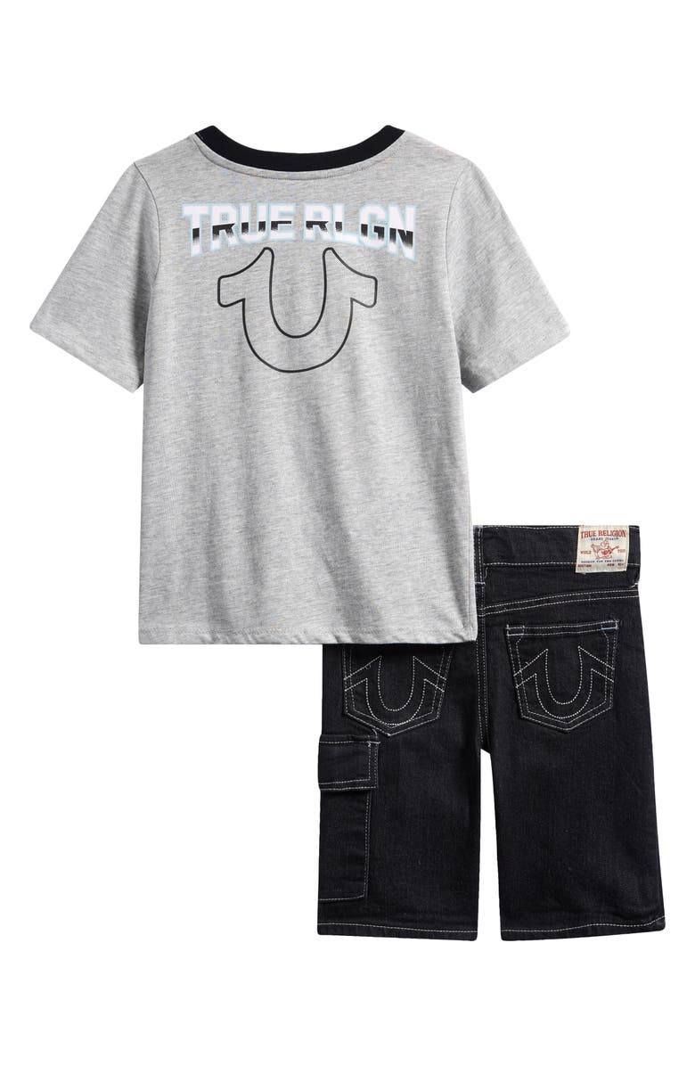 True Religion Kids' Logo Ringer T-Shirt & Cargo Shorts, Alternate, color, 