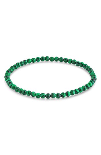 Sterling Forever Malachite Beaded Stretch Bracelet In Green