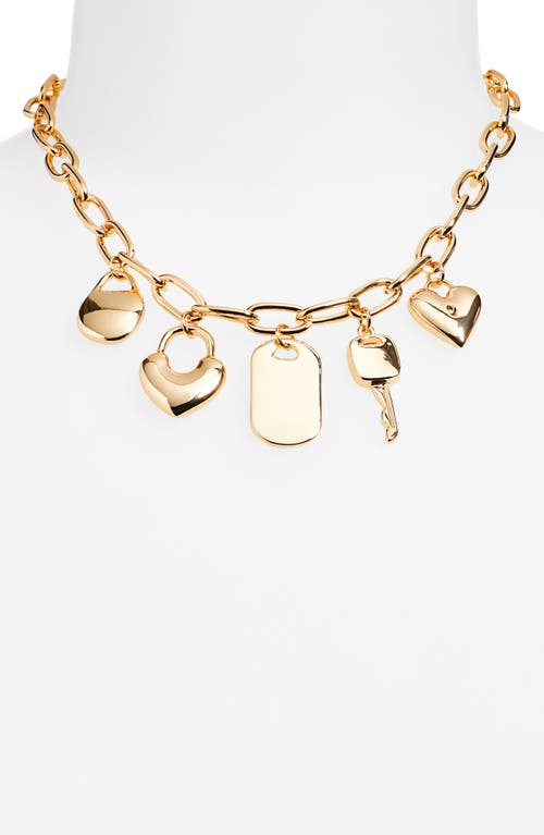 Open Edit Heart Lock Charm Necklace In Gold
