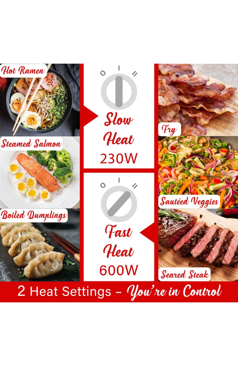 Brentwood Multi-Function Electric Hot Pot Cooker with Ceramic Non-Stick Ceramic Coating and Stainless-Steel Food Steamer, Alternate, color, Black