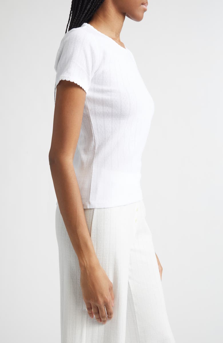 LESET Cotton Pointelle Slim Fit T-Shirt, Alternate, color, White