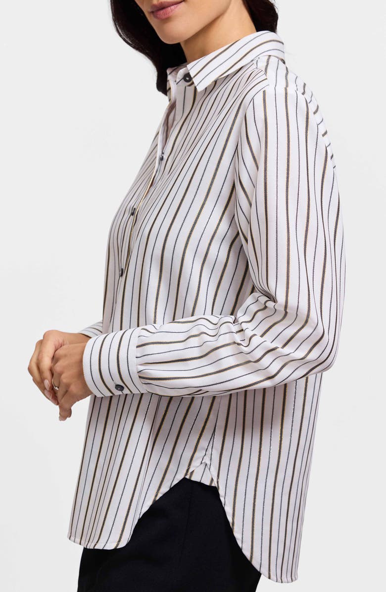 Foxcroft Meghan Metallic Stripe Shirt, Alternate, color, White/ Multi