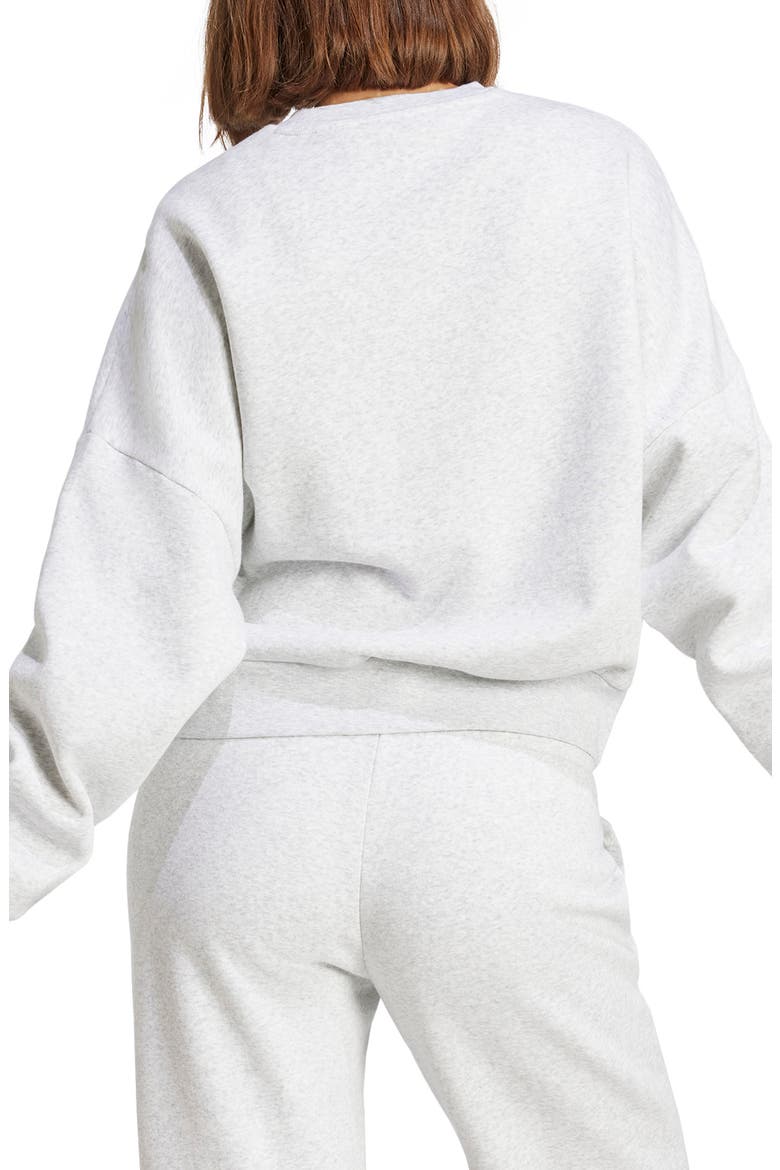 Essentials Embroidered Logo Cotton Fleece Sweatshirt, Alternate, color, LIGHT GREY HEATHER/ WHITE