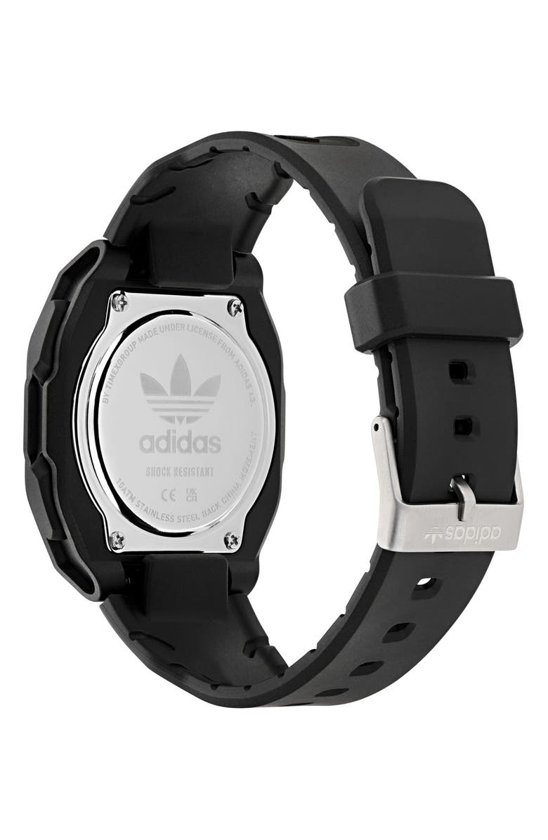 adidas City Tech 4 Silicone Strap Watch, 42mm, Alternate, color, Black