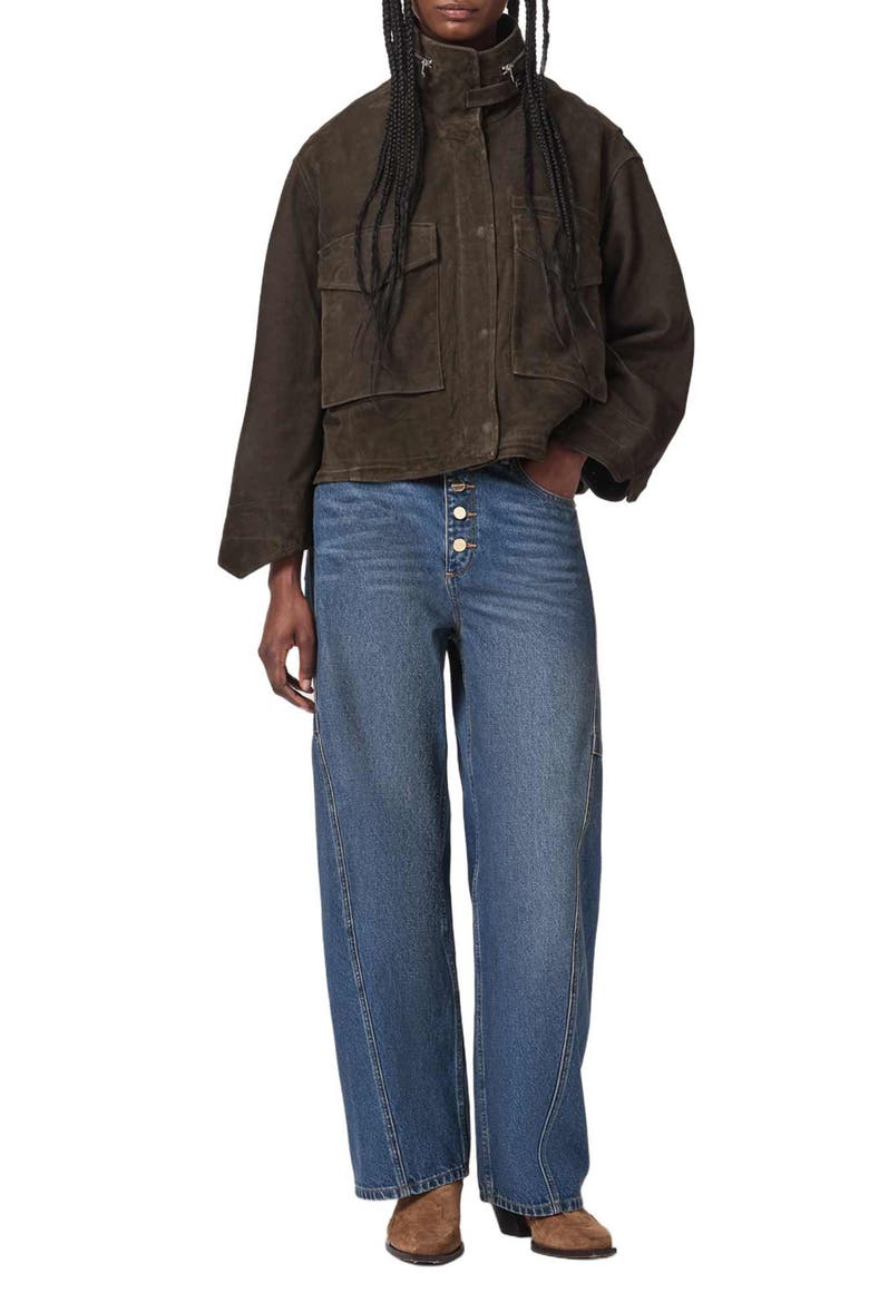 Carter Button Fly High Waist Barrel Jeans, Alternate, color, TINTED INDIGO