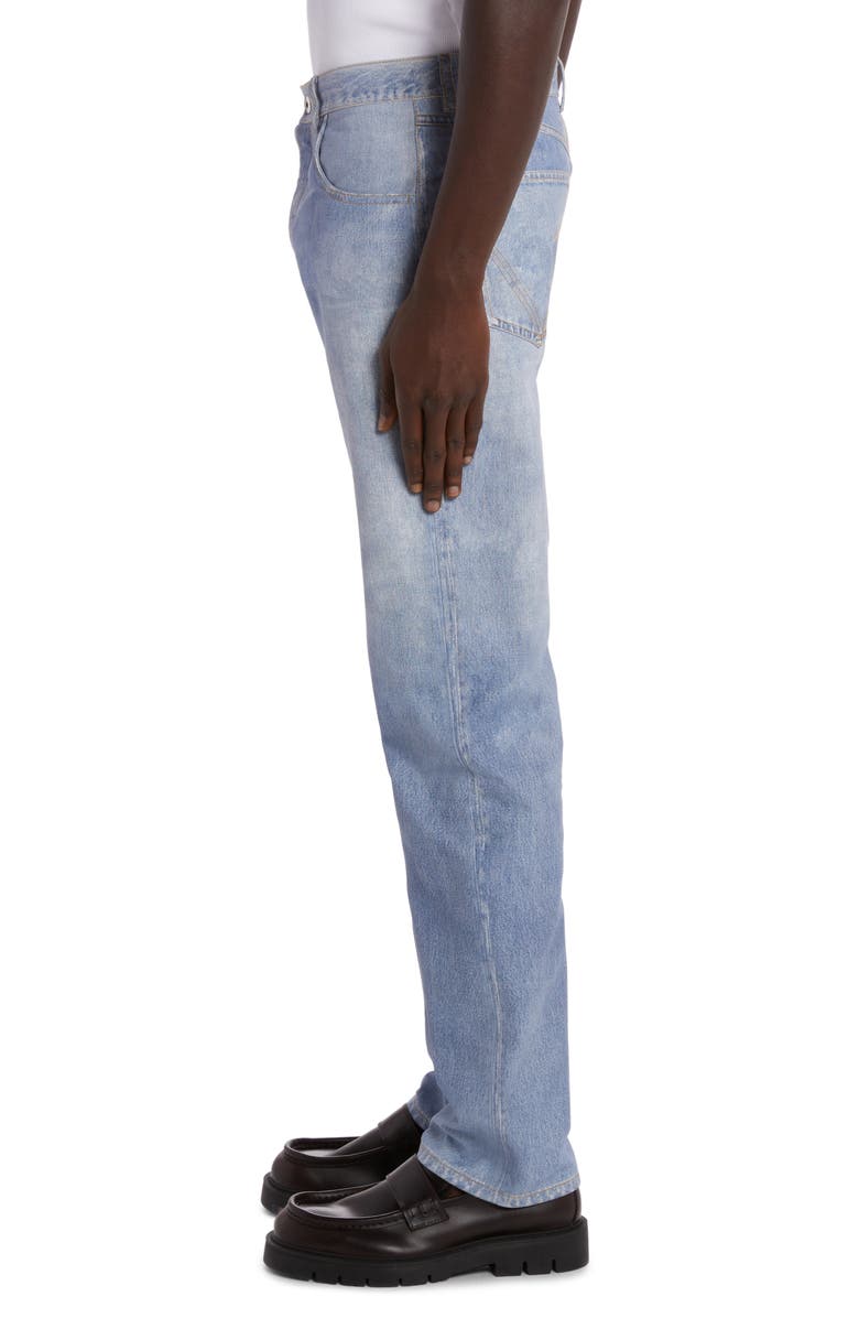 Bottega Veneta Denim Print Straight Leg Leather Pants, Alternate, color, 4942 Light Blue