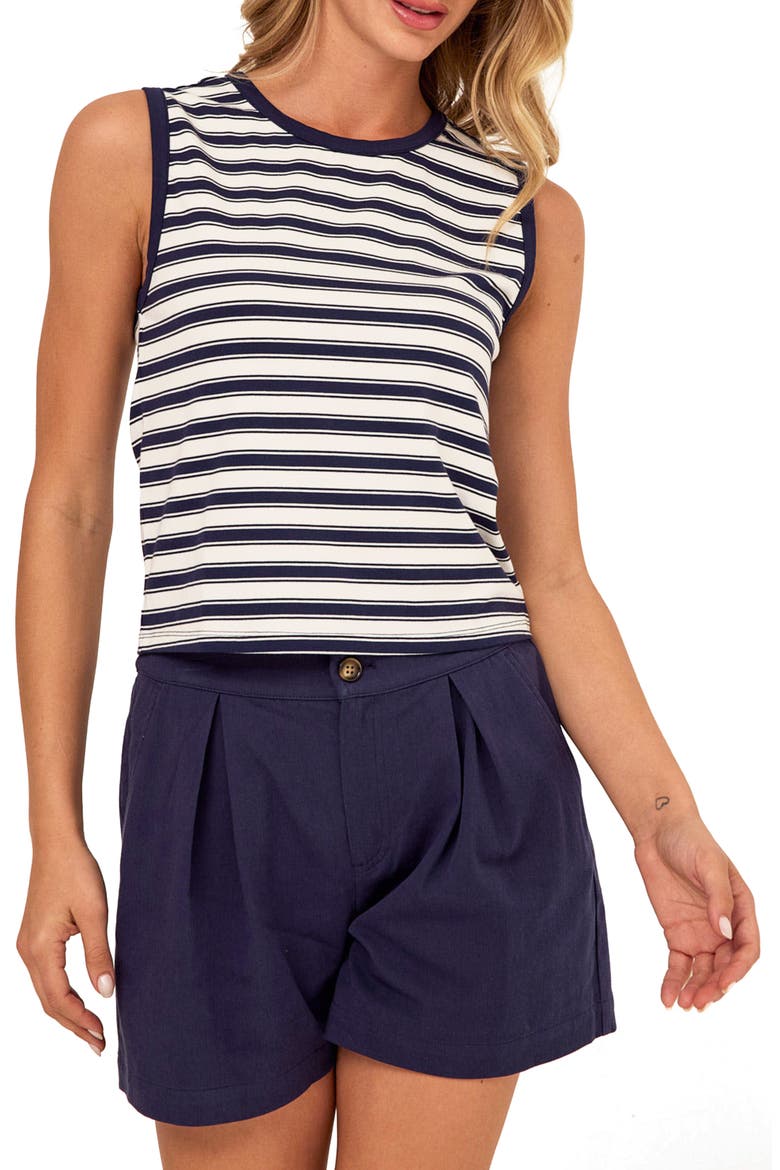 Emilia Stripe Cottage Tank, Main, color, WHITE/ STARGAZER