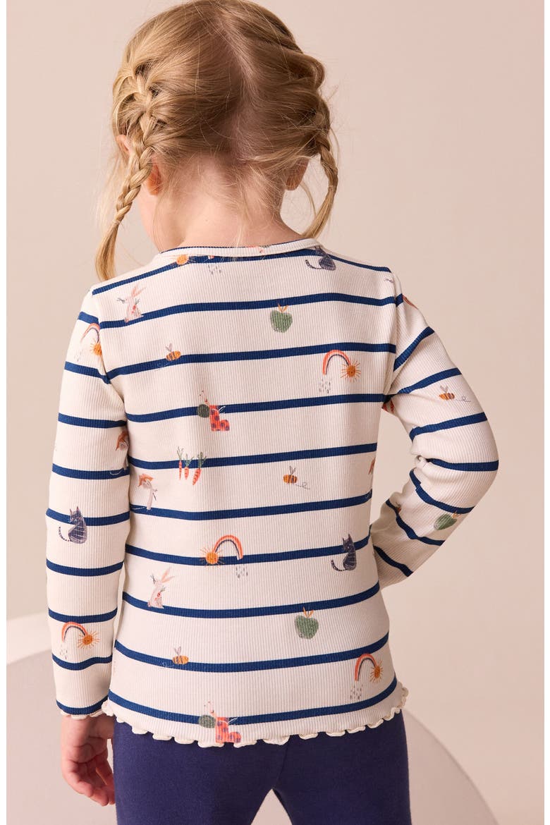 Kids' Stripe Long Sleeve Cotton T-Shirt, Alternate, color, NEUTRAL