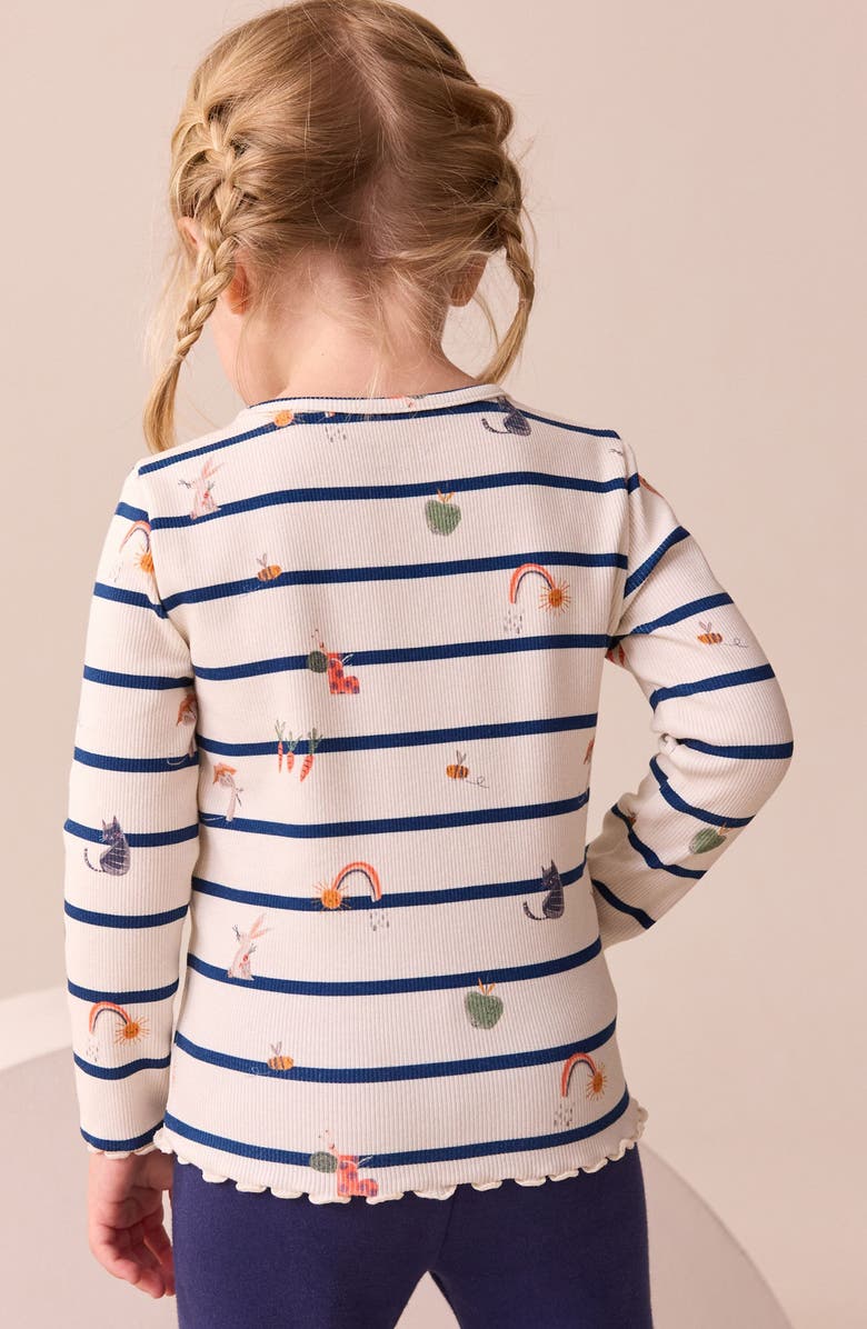 NEXT Kids' Stripe Long Sleeve Cotton T-Shirt, Alternate, color, Neutral