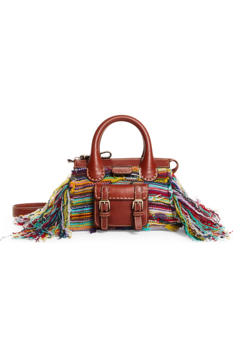 Chloé Mini Edith Cashmere & Leather Satchel, Main, color,