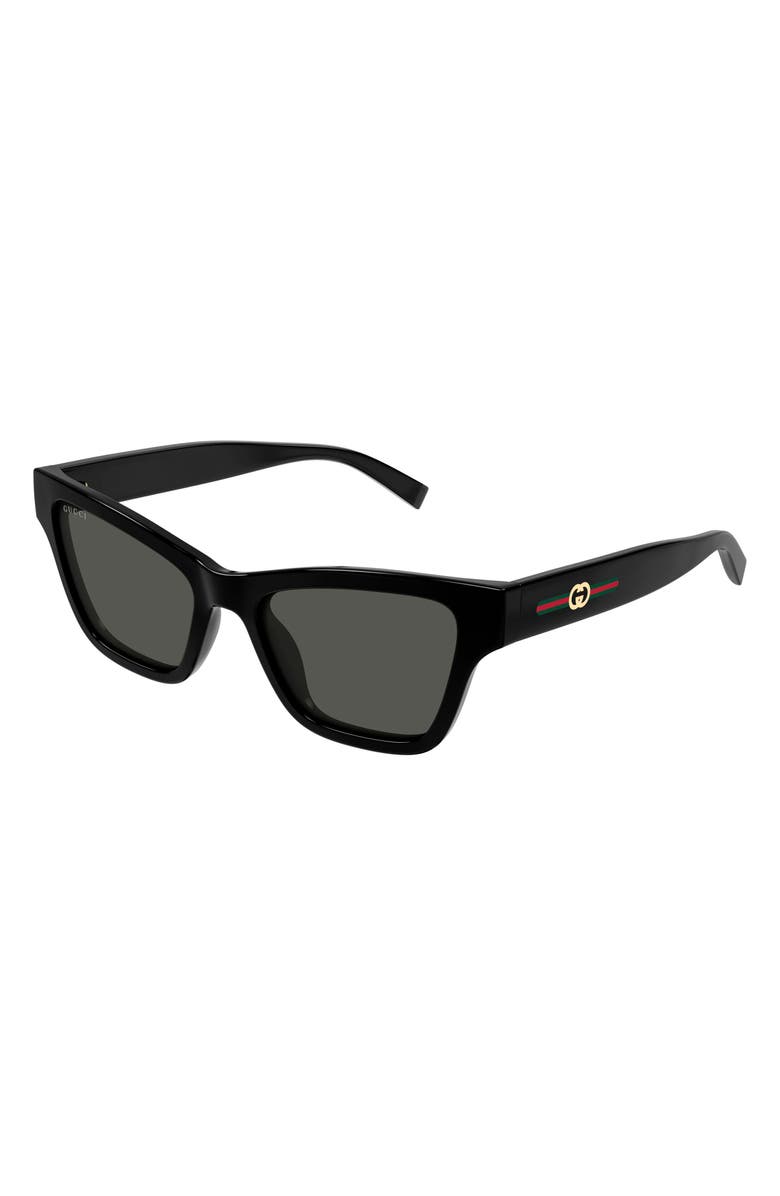 Gucci 53mm Cat Eye Sunglasses, Alternate, color, Black