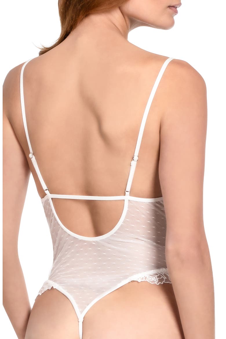 Tasha Stappy Lace & Dotted Mesh Thong Teddy, Alternate, color, IVY
