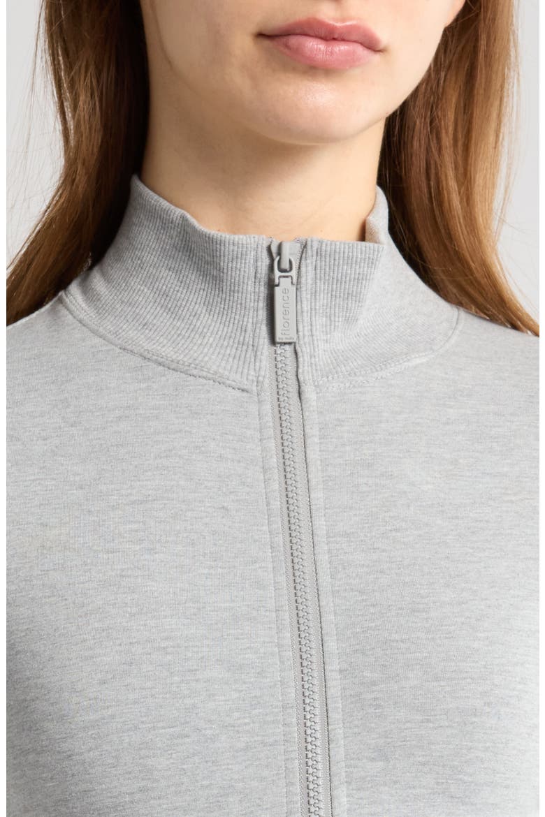 Crop Stretch Cotton Blend Track Jacket, Alternate, color, HEATHER GREY