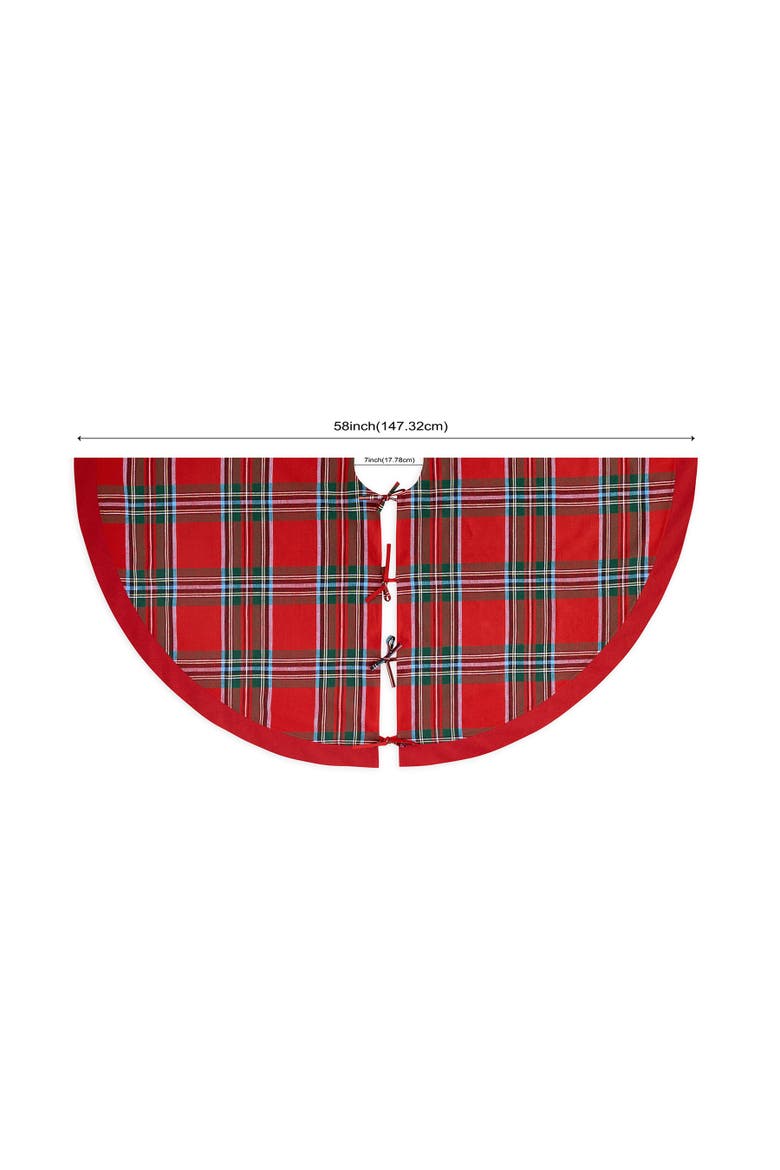 Linen Plaid Christmas Tree Skirt 58" Diameter - Madras Holiday Plaid, Alternate, color, Madras Holiday Plaid