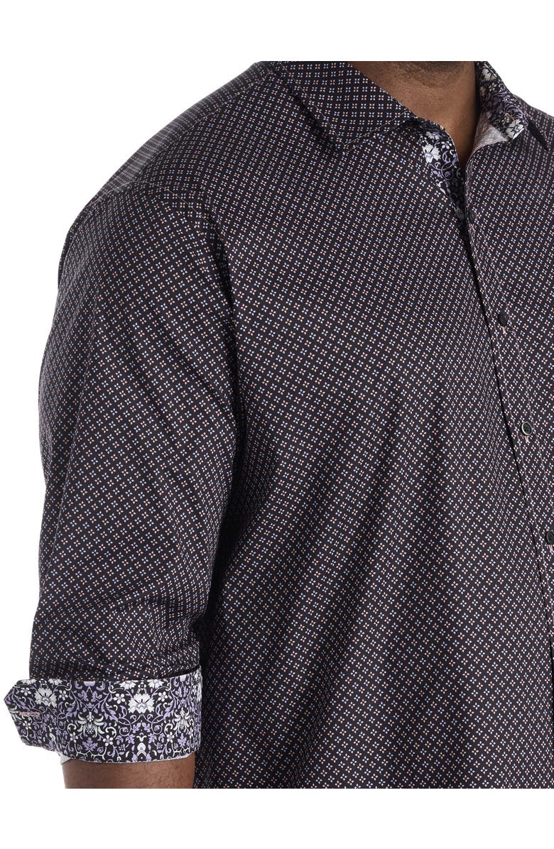 Synrgy by DXL Big & Tall Micro Diamond Print Sport Shirt, Alternate, color, Black