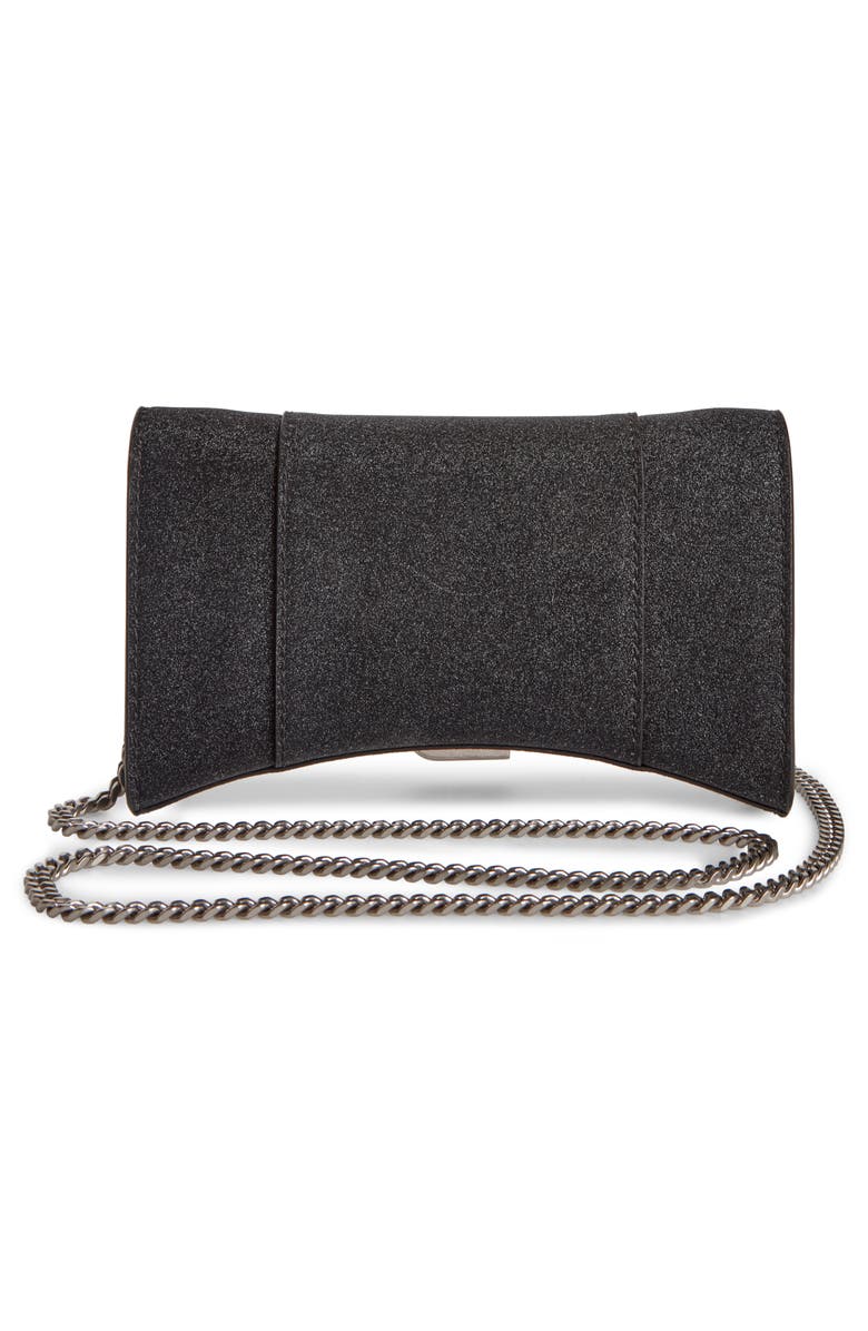 Balenciaga Extra Small Hourglass Sparkle Wallet on a Chain, Alternate, color,