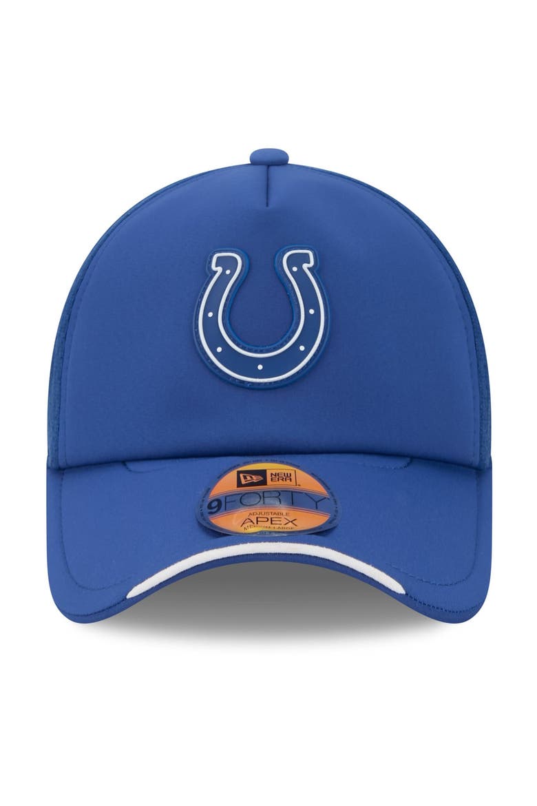 Men's New Era Royal Indianapolis Colts 2026 Sideline Apex 9FORTY Adjustable Trucker Hat, Alternate, color, Royal
