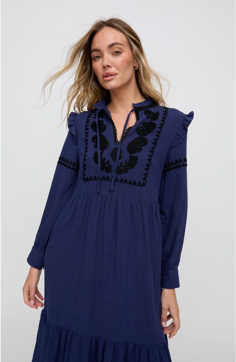 Raffya Lulu Embroidered Maxi Dress, Alternate, color, Navy