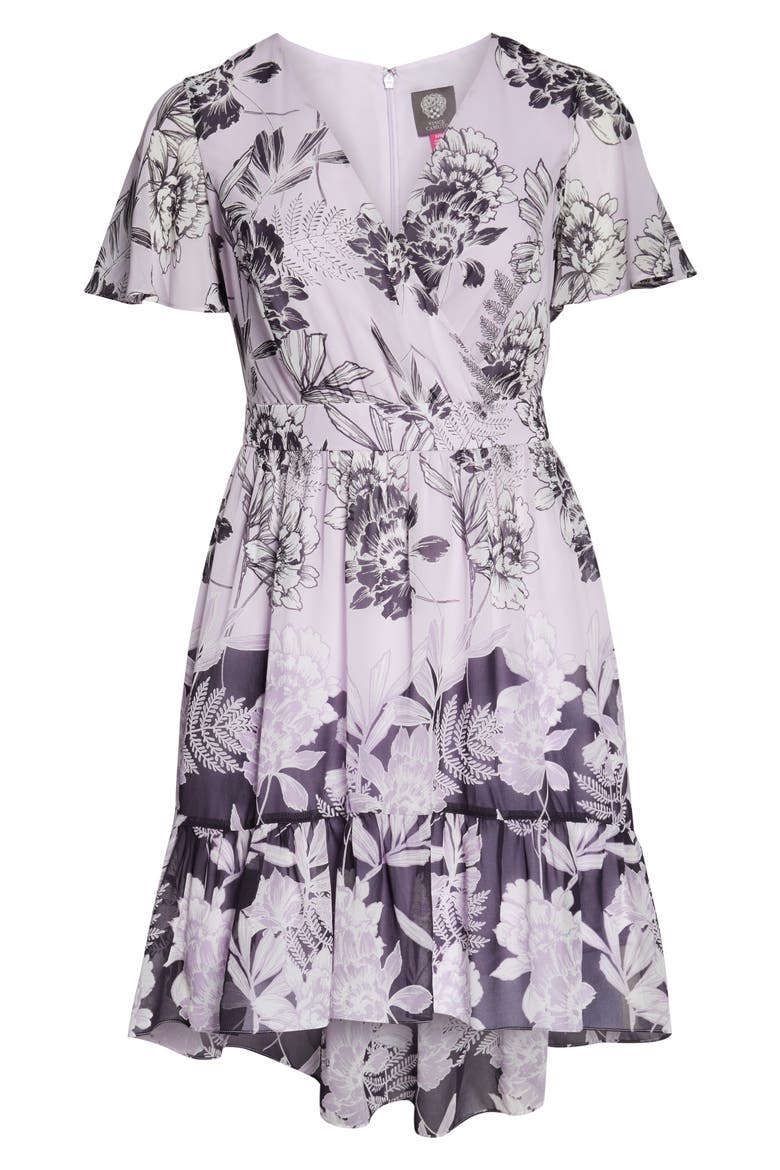 Print Flutter Midi Dress, Alternate, color, PURPLE MULTI