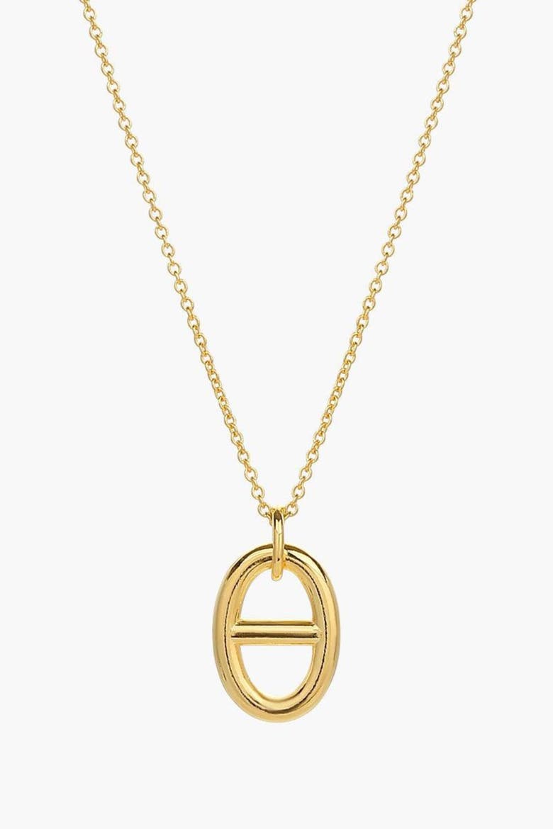 Sterling Silver 18k Gold Plated Erin Circle Necklace Dainty Charm, Main, color, Gold