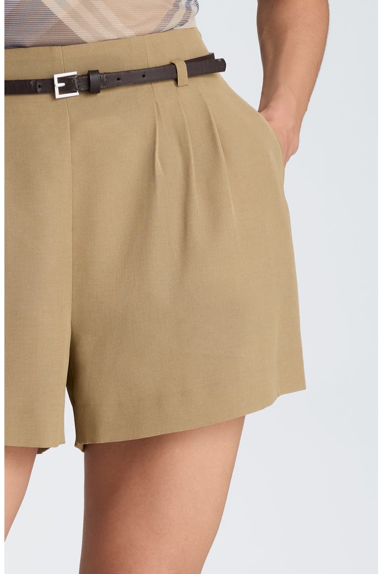 Belted High Waist Shorts, Alternate, color, MOSS TAUPE