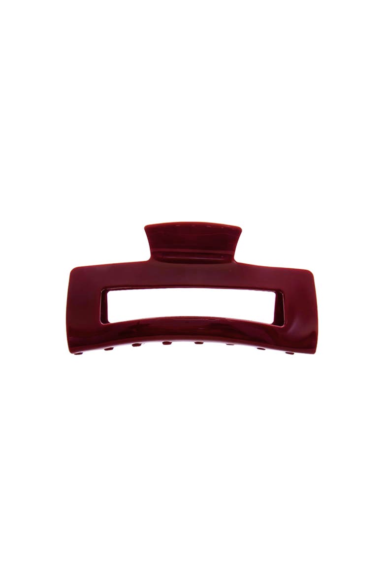 Large Colored Gloss Cutout Claw Clip, Alternate, color, Burgundy & Brown