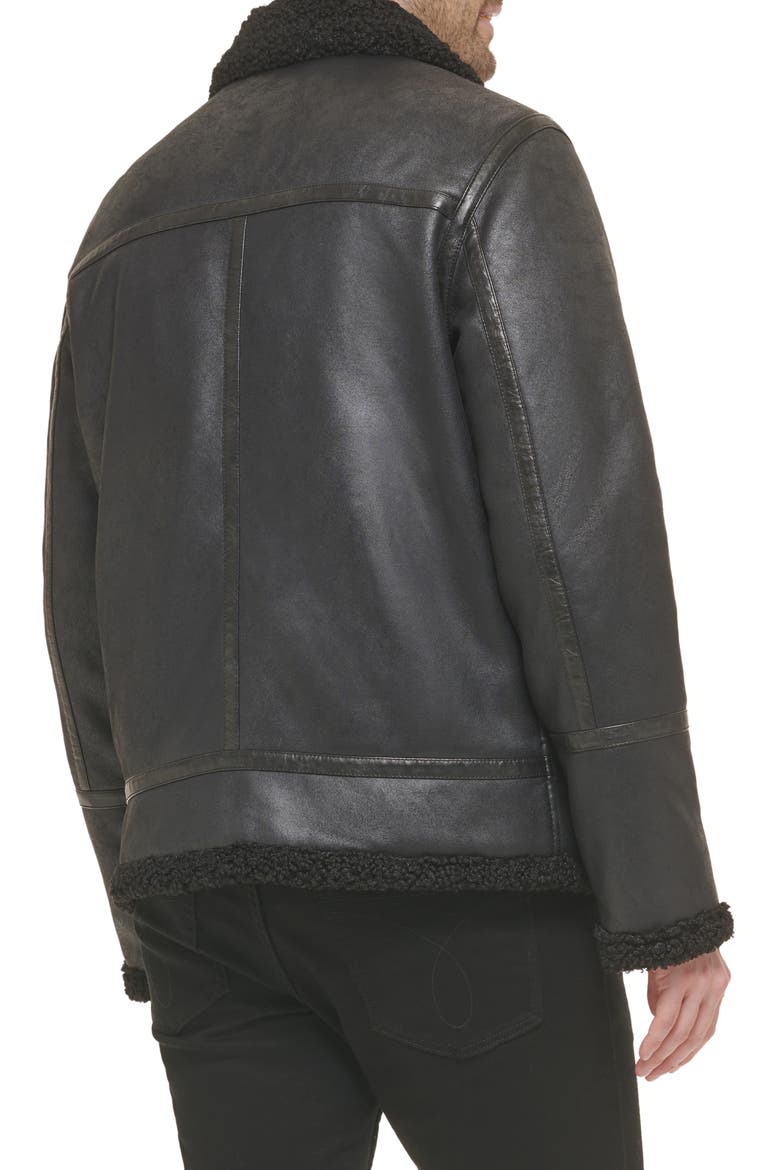Faux Suede & Faux Shearling Jacket, Alternate, color, BLACK