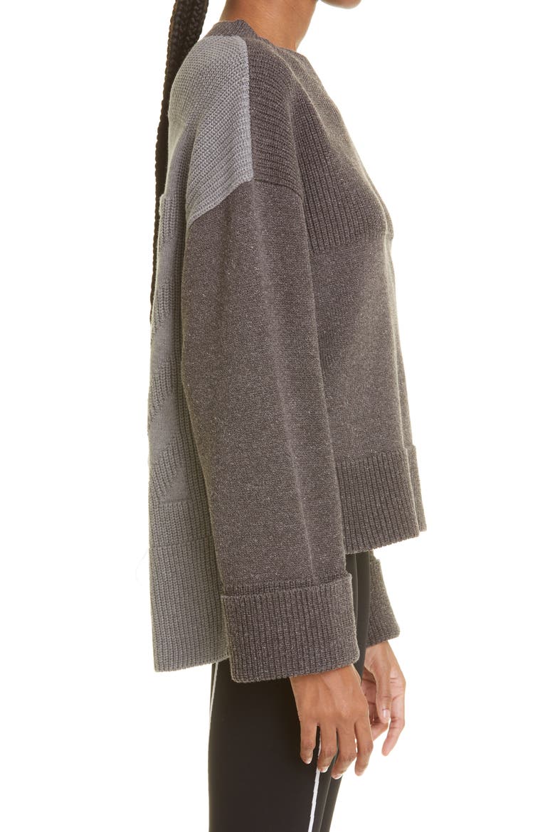 Diagonal Stripe Colorbock Sweater, Alternate, color, GREY DARK GREY