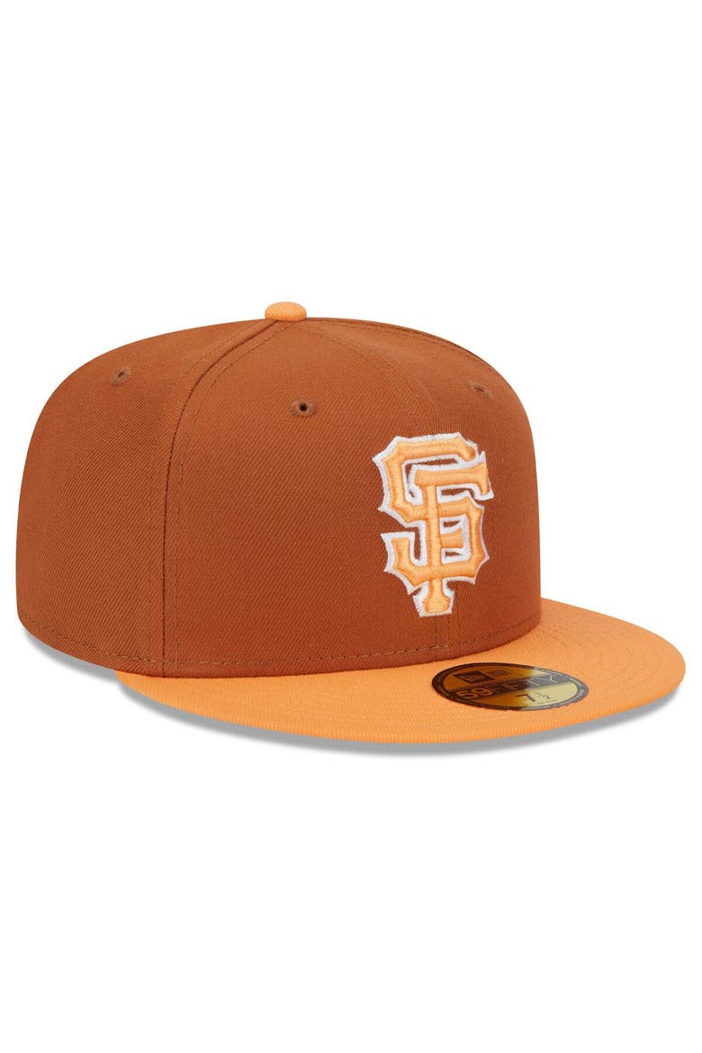 Men's New Era Brown/Orange San Francisco Giants Spring Color Basic Two-Tone 59FIFTY Fitted Hat, Alternate, color, Brown