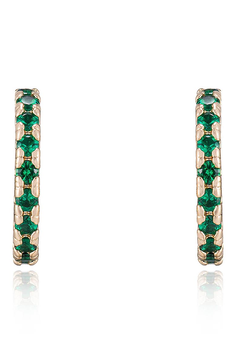 Small Cubic Zirconia Hoop Earrings, Alternate, color, GREEN