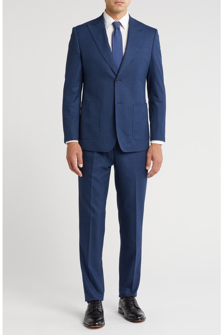 Peaked Lapel Wool Blend Two-Piece Suit, Main, color, NAVY
