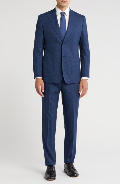 Peaked Lapel Wool Blend Two-Piece Suit