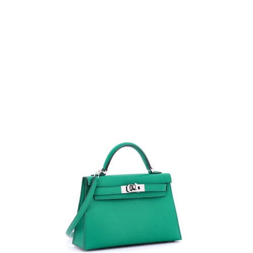 Pre-owned Hermes Hermes Kelly Mini Ii Bag Green Epsom With Palladium Hardware 20