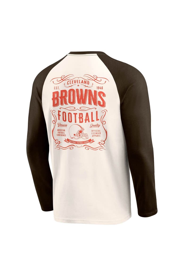 Men's Darius Rucker Collection by Fanatics Cream/Brown Cleveland Browns Raglan Henley T-Shirt, Alternate, color, Cream