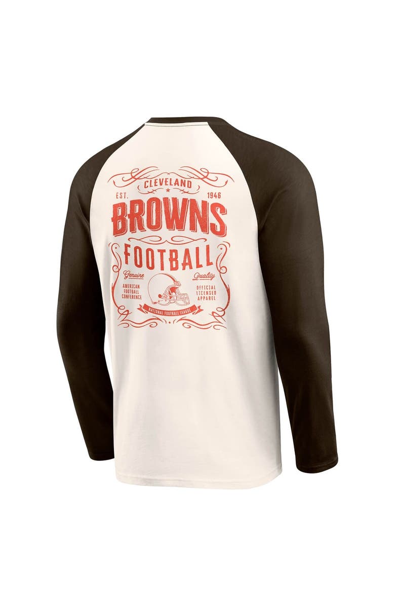 Darius Rucker Collection by Fanatics Men's Darius Rucker Collection by Fanatics Cream/Brown Cleveland Browns Raglan Henley T-Shirt, Alternate, color, Cream