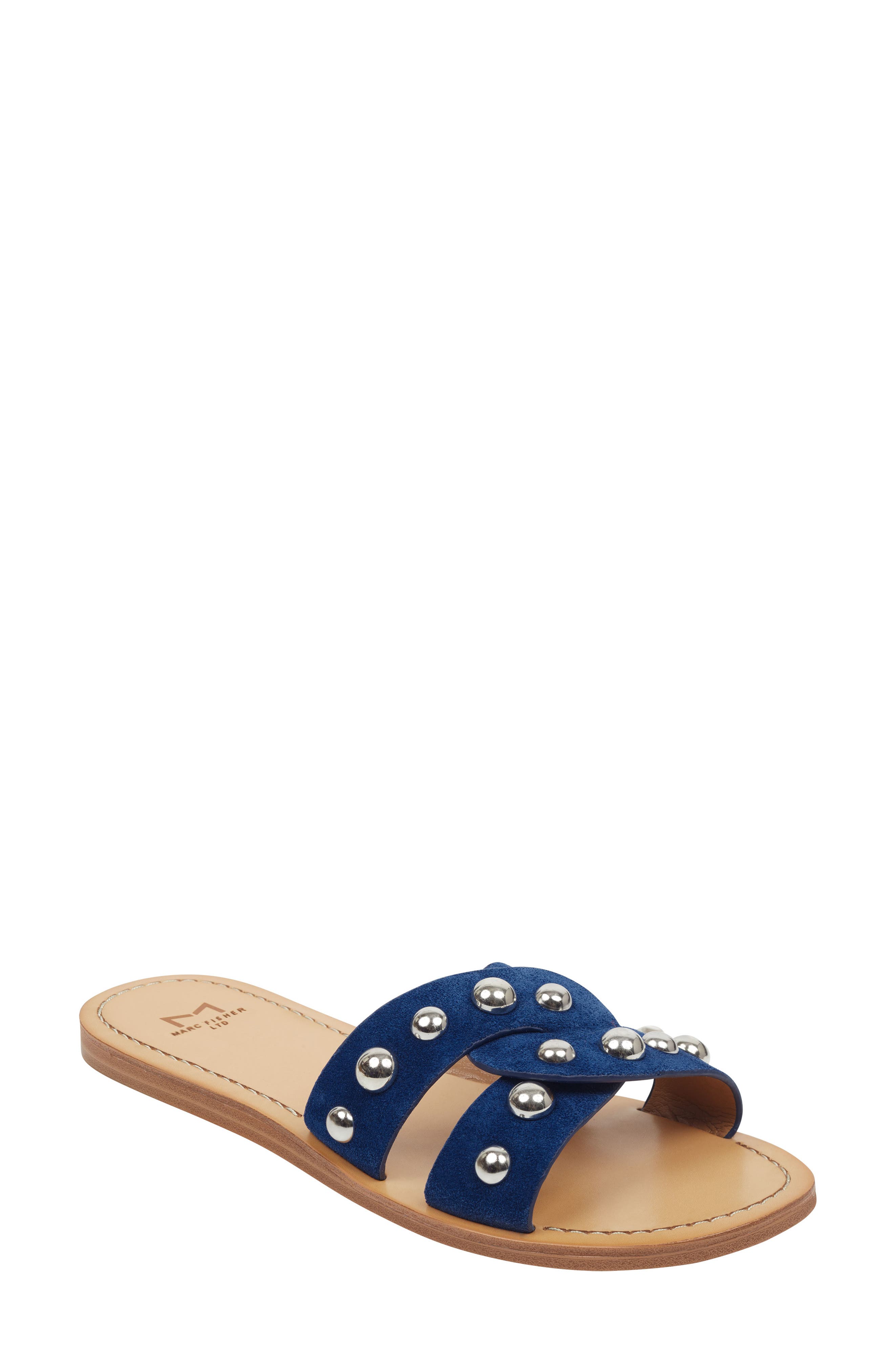 Pagie Slide Sandal, Main, color, BLUE SUEDE