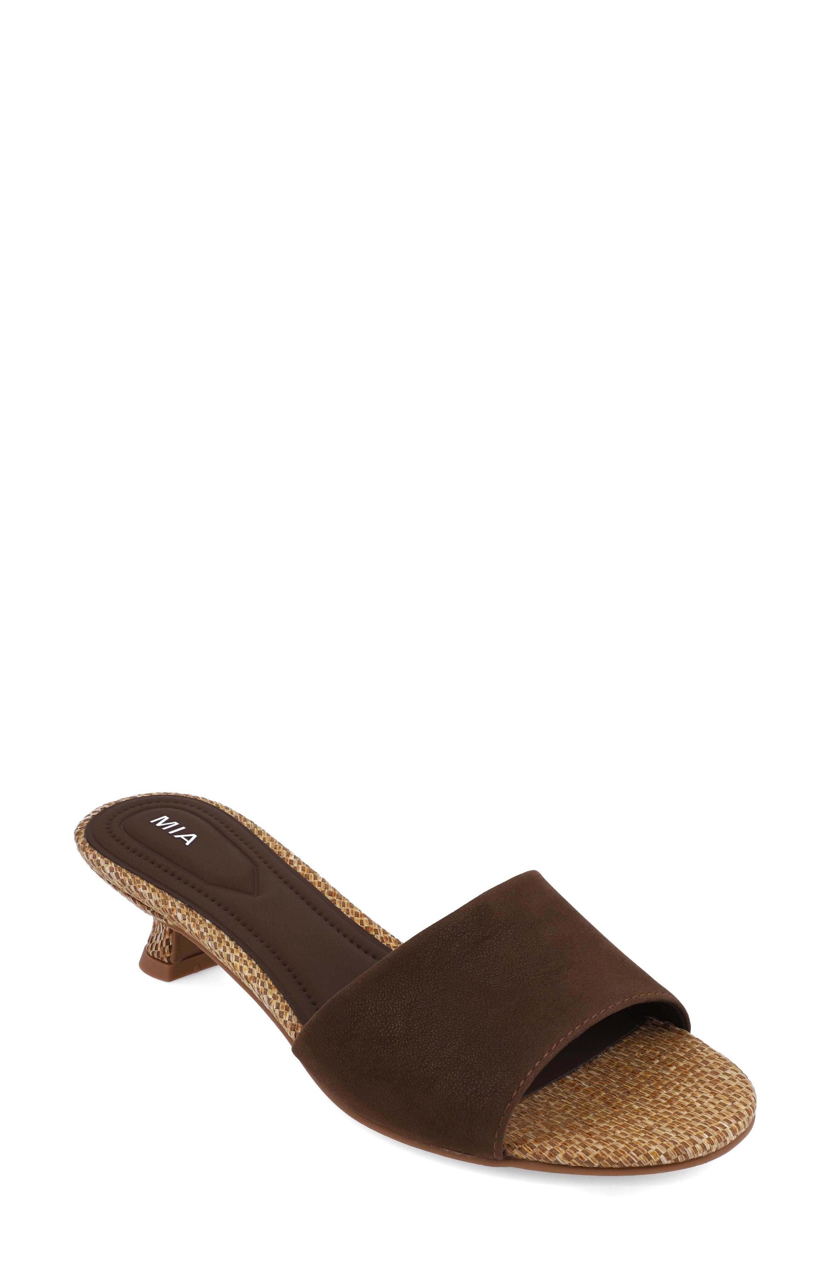 MIA Maiah Slide Sandal, Main, color, Chocolate