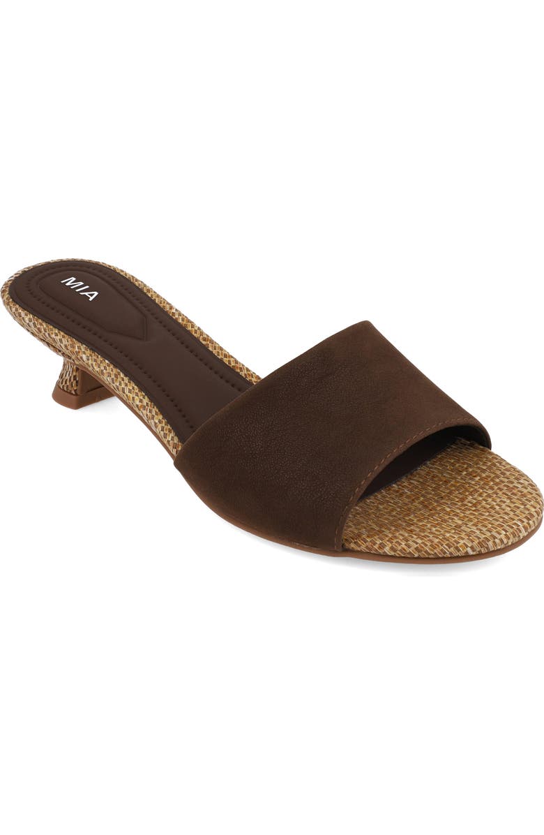 MIA Maiah Slide Sandal, Main, color, Chocolate