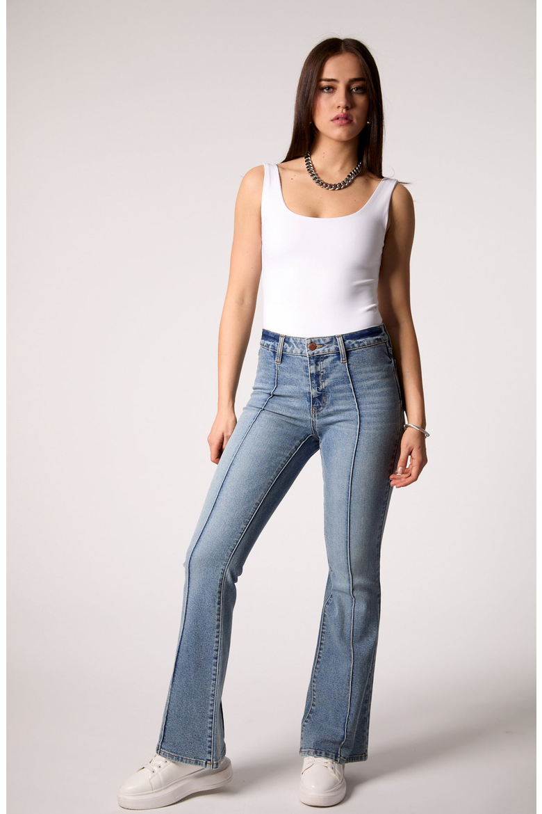 Maya Mid Rise Seamed Bootcut Jeans, Alternate, color, Med Tel Aviv