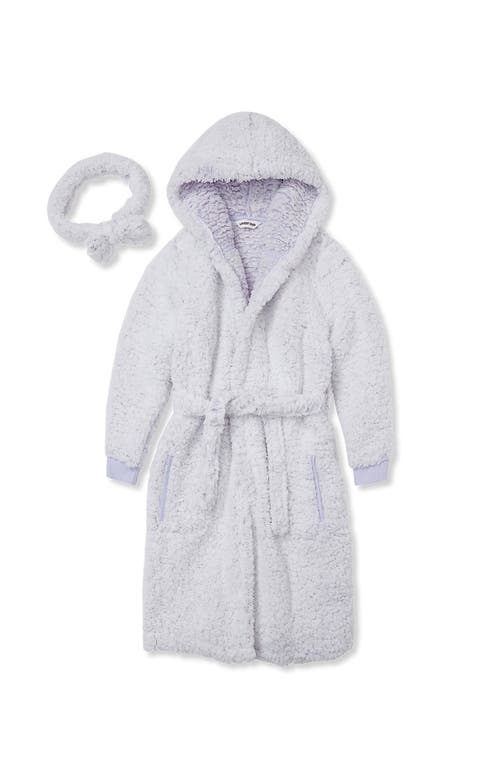 Lands' End Kids High Pile Plush Hooded Robe And Headband In Red
