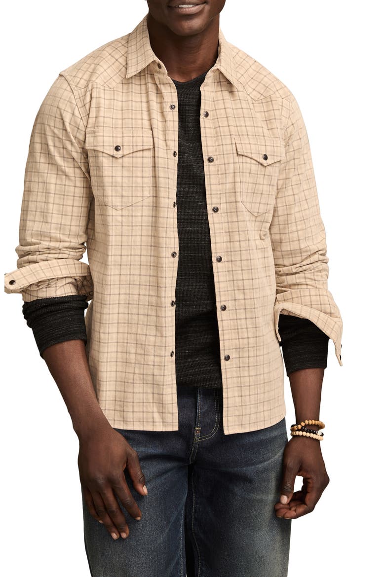 Plaid Long Sleeve Corduroy Western Shirt, Main, color, NATURAL MULTI