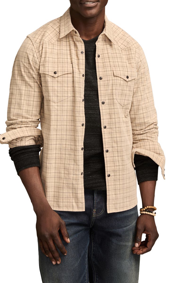 Lucky Brand Plaid Long Sleeve Corduroy Western Shirt, Main, color, Natural Multi