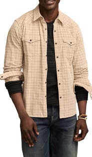 Lucky Brand Plaid Long Sleeve Corduroy Western Shirt