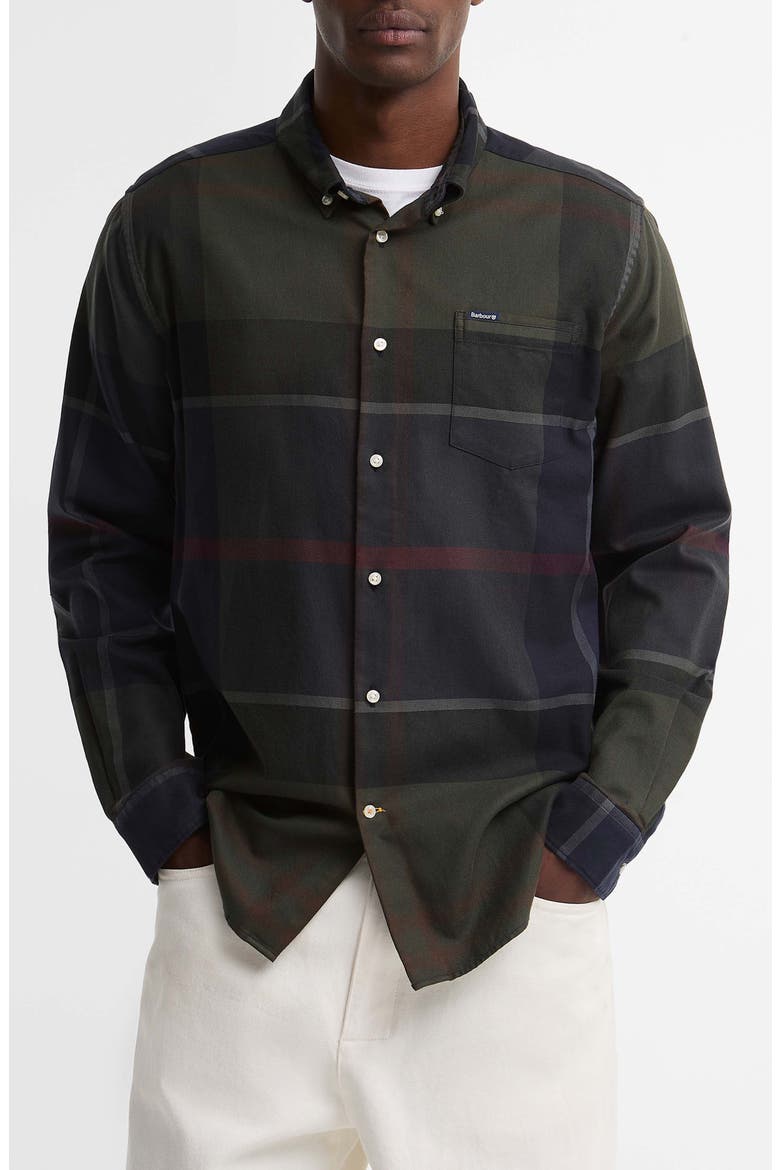 Kyeloch Tailored Fit Plaid Cotton Button-Down Shirt, Main, color, SHADOW CLASSIC TARTAN